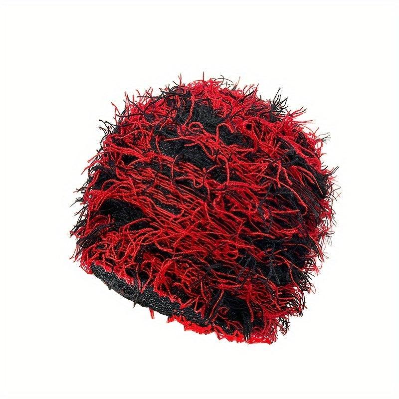 Distressed Fuzzy Knit Hat Beanie Hat - ANNAJEVOLI