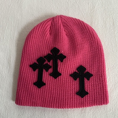 Cross Patch Knitted Unisex Beanie