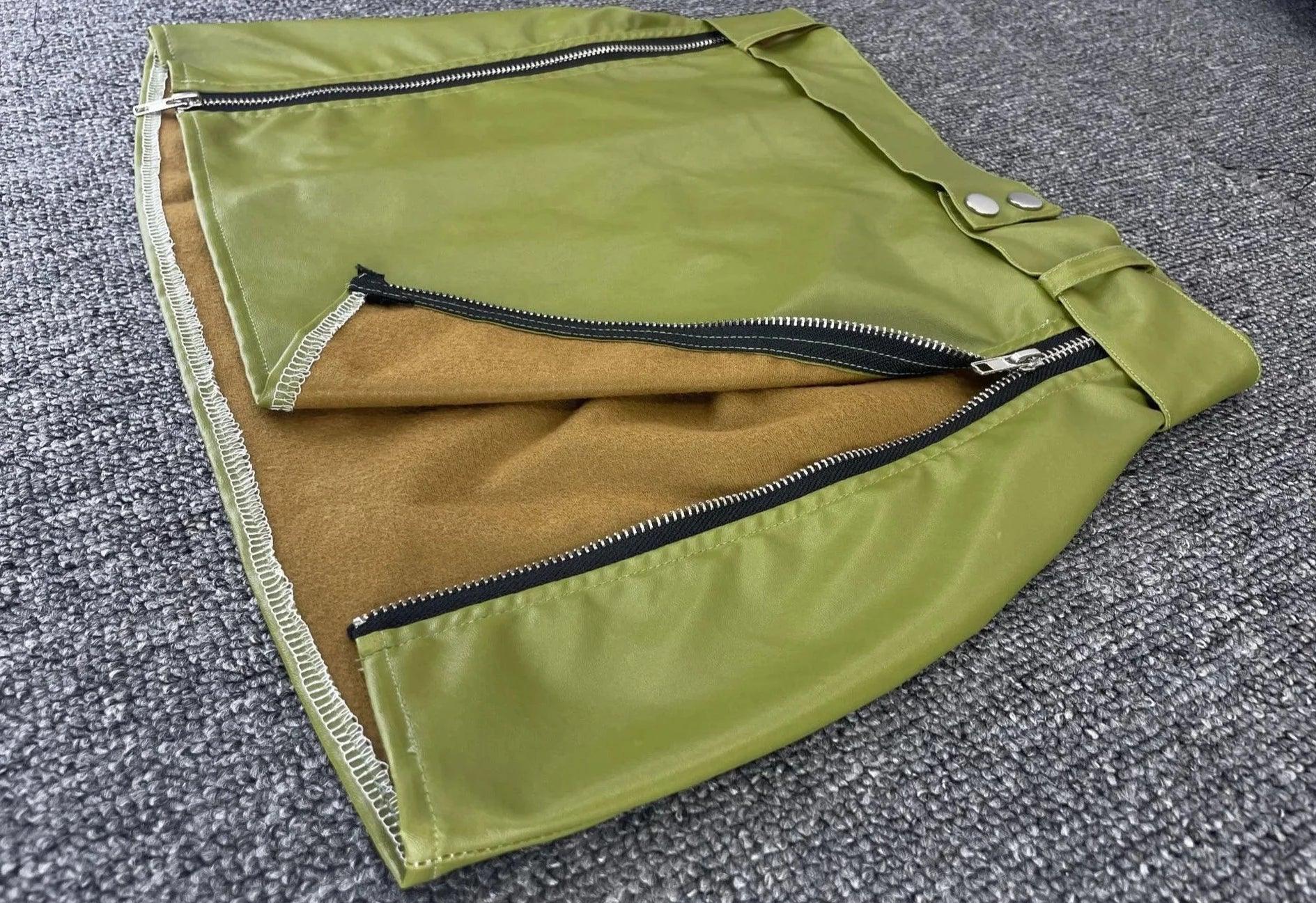 Faux Leather Strapless Crop + Slit A-line Skirt Set - ANNAJEVOLI