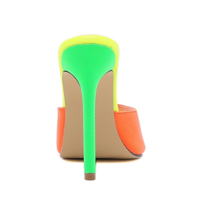 Colour Block Pointed Toe Mules